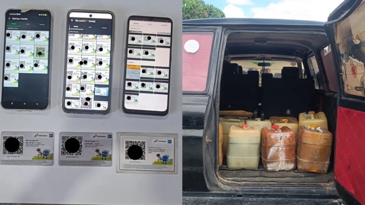 Barang bukti BBM dan QR Code Mypertamina ilegal yang menjadi barang bukti