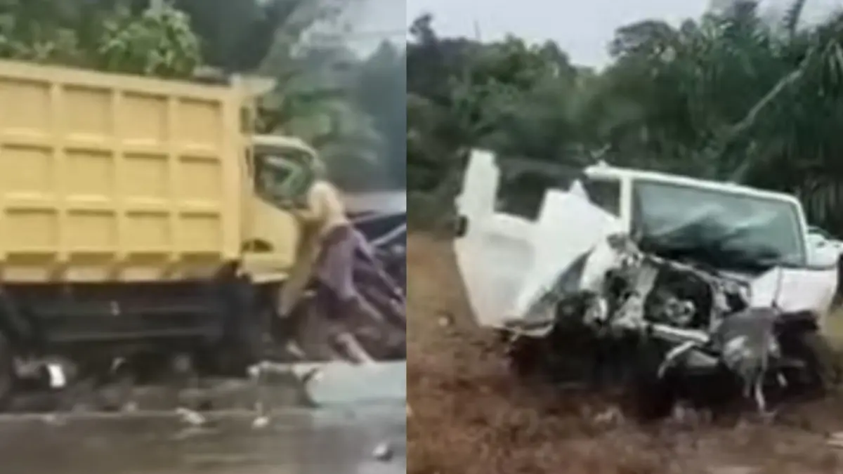Truk dan Pikap yang mengalami kecelakaan di di jalur lintas Parenggean, Kabupaten Kotawaringin Timur, tepatnya sebelum Simpang Pelantaran dari arah Parenggean, Minggu (3/5/2026) sekitar pukul 09.00 WIB.&nbsp;