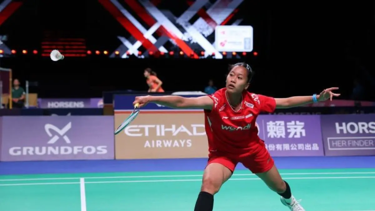 Aksi salah satu pebulu tangkis Indonesia, di Piala Uber 2026, dan finish di empat besar.(dok.antara)