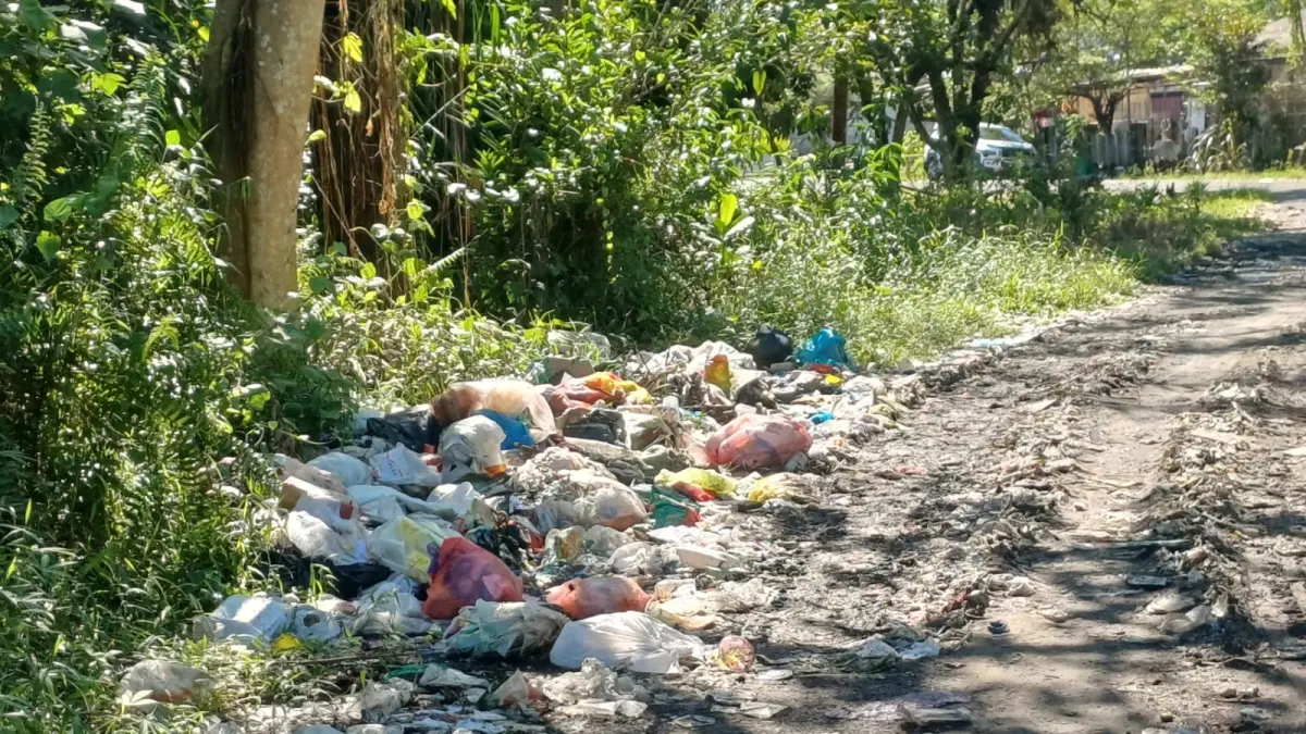 Tumpukan sampah di dekat Taman Kota Sampit, padahal sebelumnya sudah ditutup dan dilarang membuang di kawasan itu. 