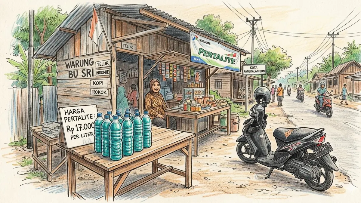 Pertalite di tingkat eceran di Kota Pangkalan Bun, Kabupaten Kotawaringin Barat, menembus Rp17.000 per liter. (ilustrasi/gemini)