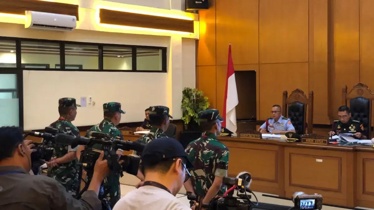 Sidang kasus penyiraman air keras terhadap aktivis kontraS Andrie Yunus.(Dok.JawaPos.com).