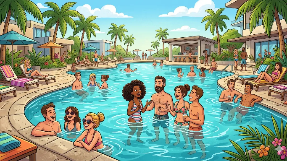 Ilustrasi suasana kolam renang khusus dewasa 