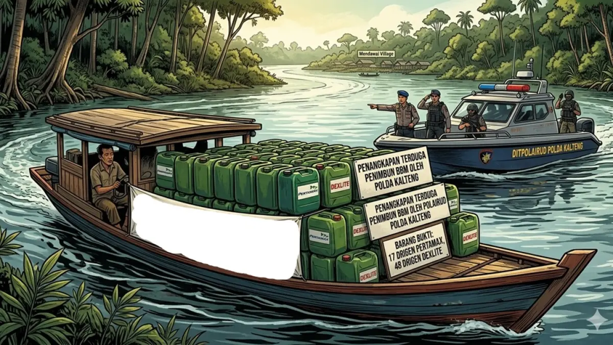 Polairud Polda Kalteng Tangkap Terduga Penimbun BBM (ilustrasi AI)