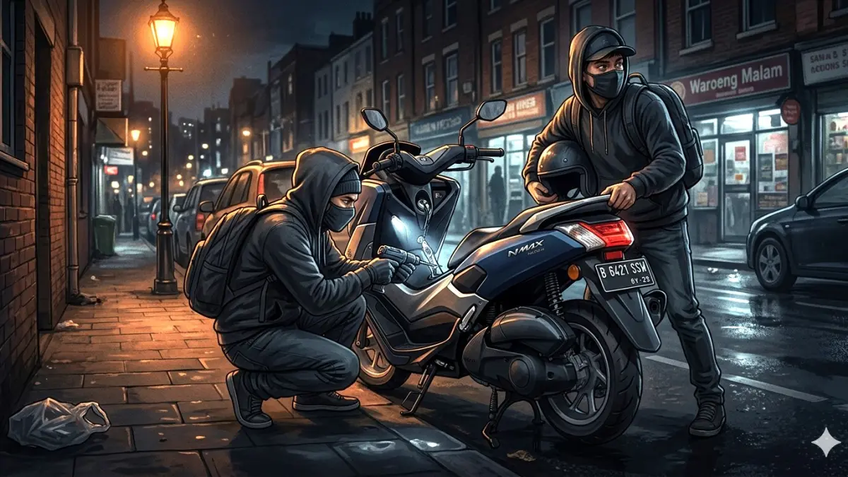 ilustrasi maling motor