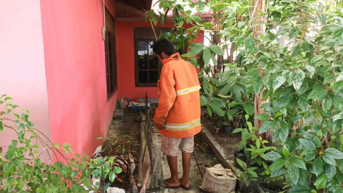 PENCARIAN : Tim BPK Kamboja saat melakukan pencarian seekor biawak yang masuk rumah warga Jalan Kenangan, Palangka Raya. FOTO: DODI/RADAR SAMPIT