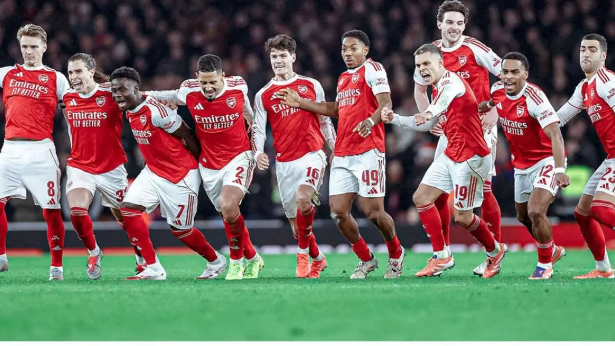 Pemain Arsenal saat memenangi salah satu pertandingan di lanjutan Liga Inggris, akhir pekan lalu.(net)