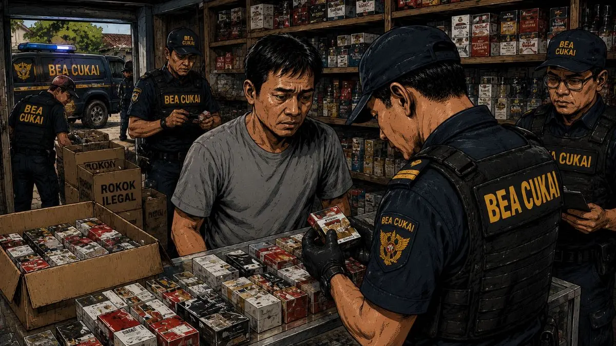 ilustrasi razia rokok ilegal