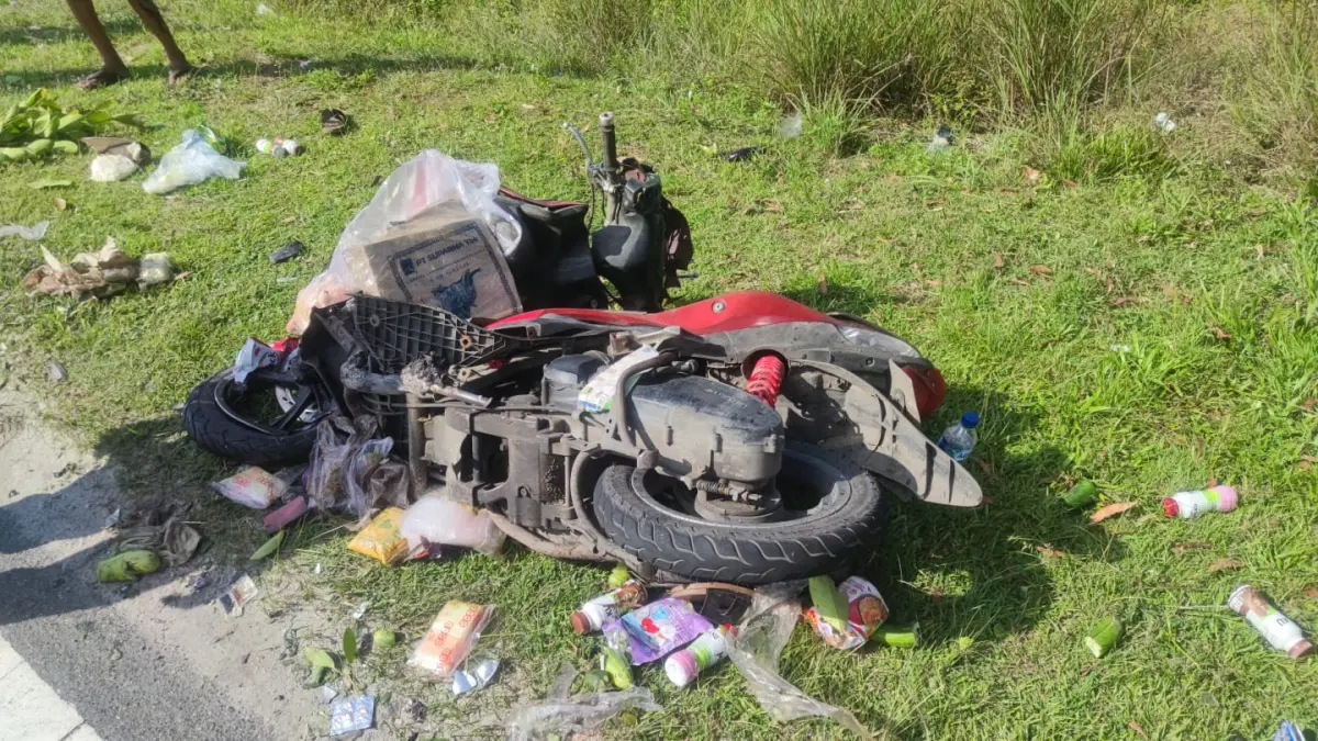 Kondis motor korban kecelakaan di Jalan Tjilik Riwut Km 23,5, Palangka Raya, Rabu (20/5). (istimewa/Polresta)