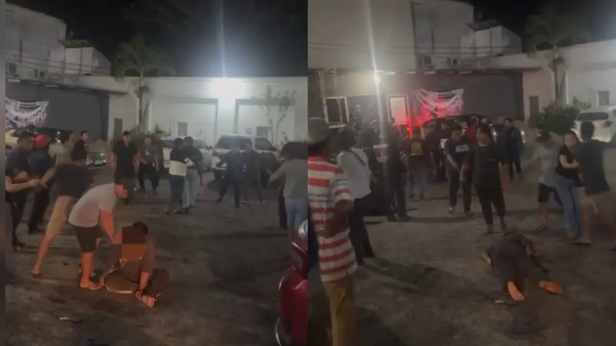 PERKELAHIAN: Seorang pria tampak lemas usai berkelahi di kawasan THM di Sampit. (Warga/Radar Sampit)