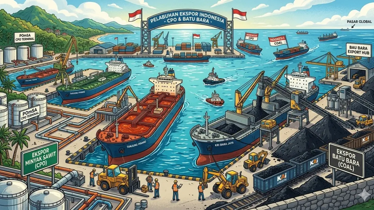 Ilustrasi Ekspor CPO dan Batu Bara