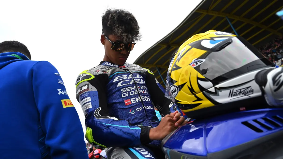 Aldi Satya Mahendra saat tampil di seri 3 World Supersport 2026 di sirkuit Assen Belanda(istimewa/yamaha)