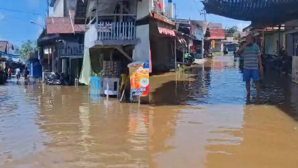 Banjir rob kembali menerjang permukiman warga di Desa Pagatan, Kecamatan Katingan Kuala, Kabupaten Katingan, Kalimantan Tengah, Jumat (22/5/2026). (Yus/Radar Sampit)