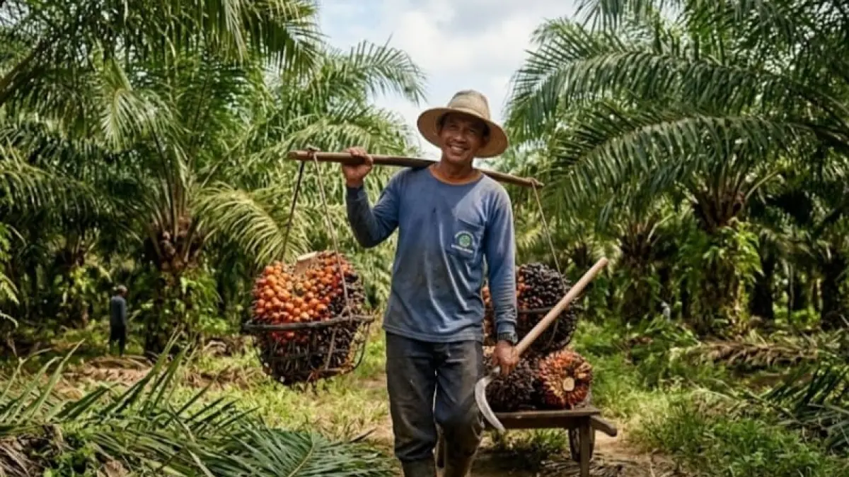 Ilustrasi petani sawit (AI)