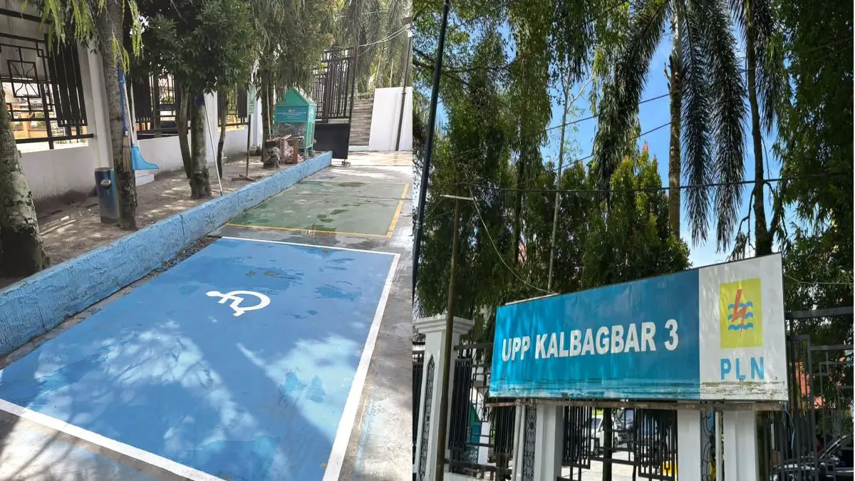 FASILITAS : PT PLN (Persero) UIP KLB melalui UUPP Kalbagbar 3 resmi menyediakan fasilitas parkir khusus penyandang disabilitas di lingkungan kantor. FOTO: IST/RADAR SAMPIT