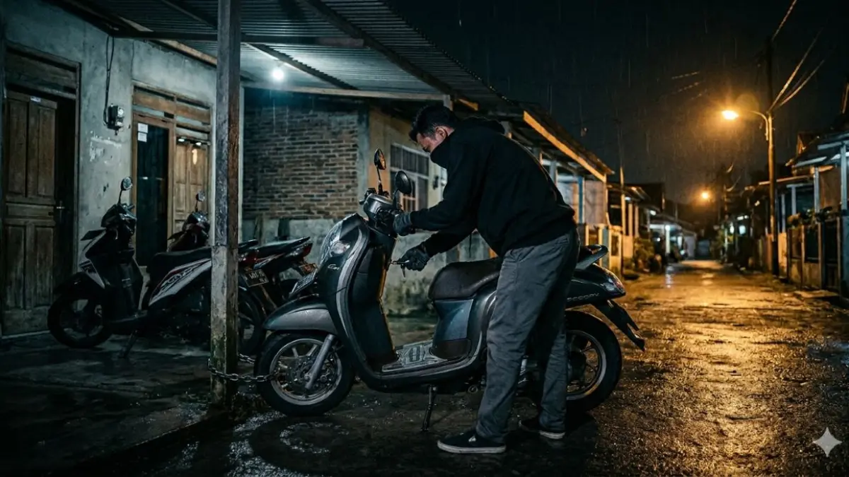 ilustrasi maling motor