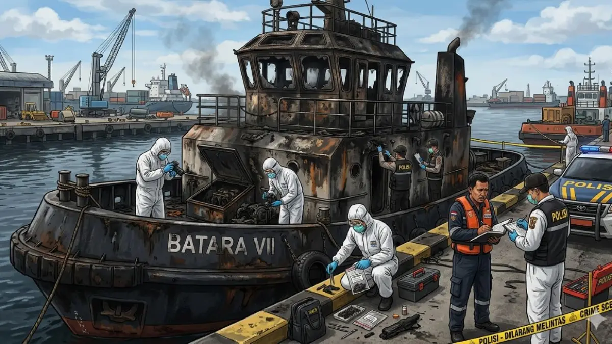 ILUSTRASI: Penyelidikan kasus kebakaran Kapal Tugboat Batara VII di area PT NDS, Desa Tanah Mas, Kecamatan Baamang, Kabupaten Kotawaringin Timur (Kotim)