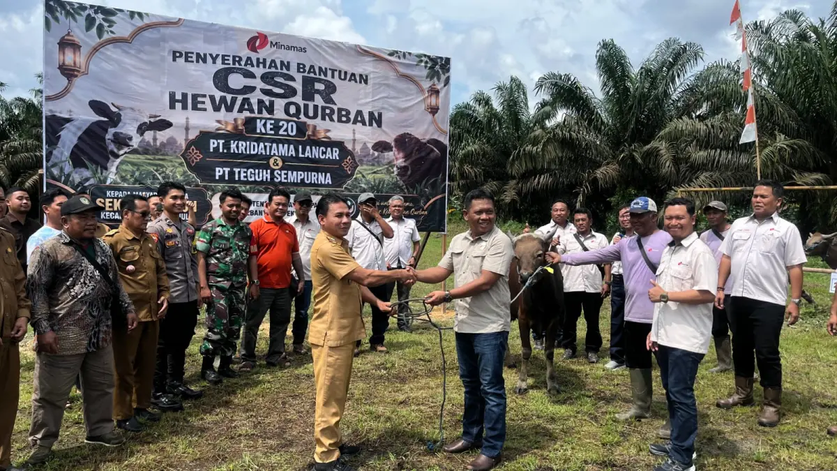 Grup Minamas Plantation melalui  PT Teguh Sempurna, PT Kridatama Lancar, dan PT Indotruba Tengah menyerahkan total 30 sapi kurban untuk perayaan Idul Adha untuk desa-desa di sekitar perusahaan. (Dok.Minamas)
