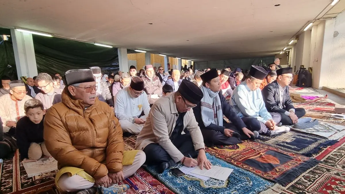 Pelaksanaan Salat Ied di Perutusan Tetap Republik Indonesia untuk PBB, WTO, dan Organisasi Internasional lainnya di Jenewa Swiss, tahun 2025 lalu. (dok.antara)