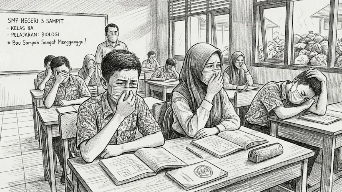 Ilustrasi Pelajar SMPN 3 Sampit terganggu dengan bau yang berasal dari depo sampah. 