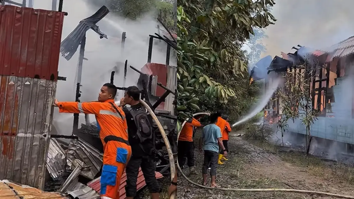 Kebakaran hebat menghanguskan satu unit rumah warga di Desa Danau Usung, Kecamatan Murung, Kabupaten Murung Raya, Senin (25/5/2026) sore. (IG BPBD Murung Raya)
