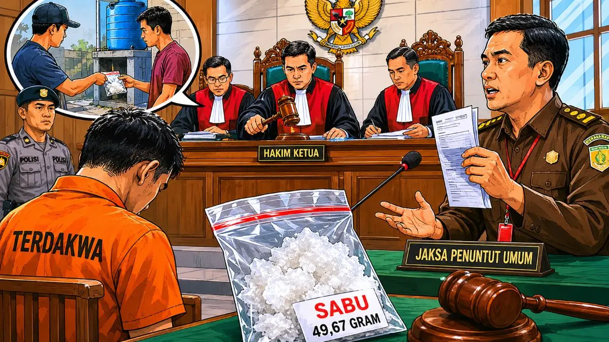 ilustrasi persidangan kasus narkoba/AI