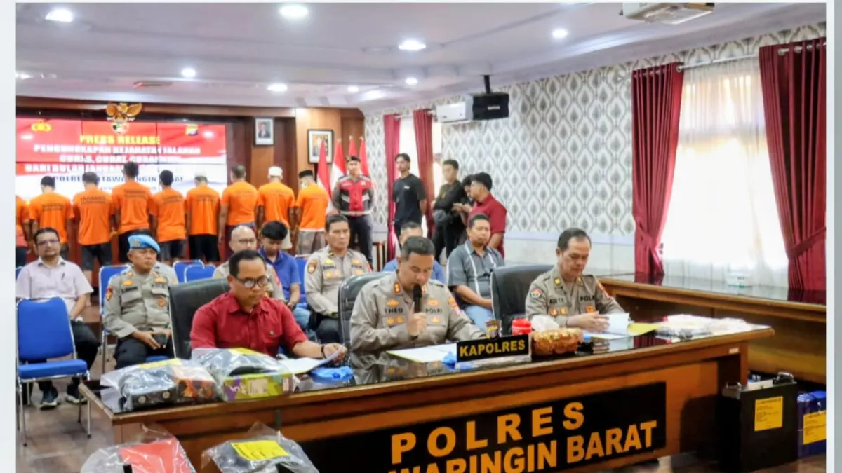 Jajaran Polres Kobar saat merilis data kejahatan Curat dan Curanmor selama Januari-Mei 2026. (tyo/radarsampit)