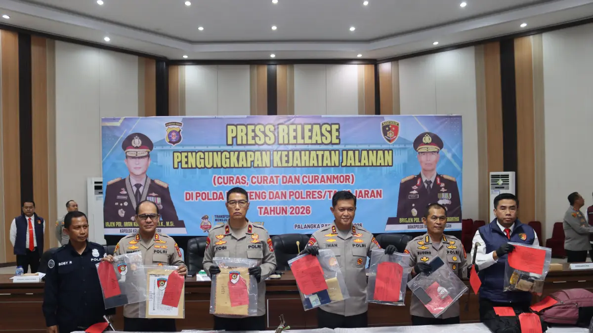 Polda Kalimantan Tengah bersama jajaran Polres berhasil mengungkap 121 kasus kejahatan jalanan sepanjang Januari hingga Mei 2026. (Dodi/Radar Sampit)
