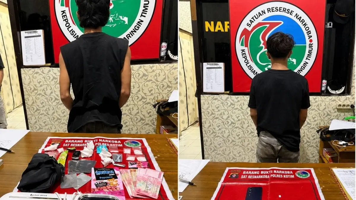 Dua pemuda berinisial AR (20) dan MR (21) diamankan bersama barang bukti sabu seberat 18,2 gram dari sebuah rumah di kawasan Jalan Metro TV RT 048/RW 004, Kelurahan Ketapang, Kecamatan Mentawa Baru Ketapang, Sabtu (30/5/2026).