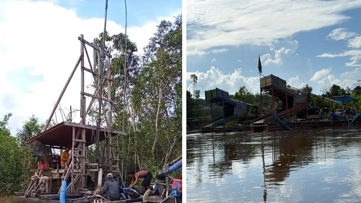 TAMBANG EMAS ILEGAL: Aktivitas Penambangan Emas Tanpa Izin (PETI) di Desa Sebungsu, Kecamatan Parenggean, Kotawaringin Timur (Kotim). FOTO: IST/RADAR SAMPIT
