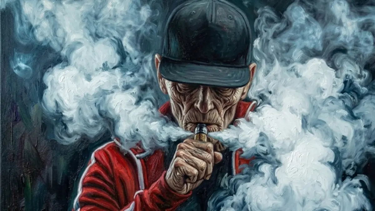 Ilustrasi seorang pecandu vape, dan alat tersebut mulai bisa digunakan untuk menghisap zat berbahaya sejenis narkotika.(Diolah dengan AI)
