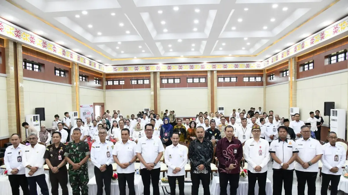 Kegiatan Pembukaan Bimtek calon percontohan kabupaten/kota Antikorupsi tahun 2026 yang digelar di Aula Hapakat Jaya, Dinas Pendidikan Kota Palangka Raya, Rabu (3/6).(dodi/radarsampit)