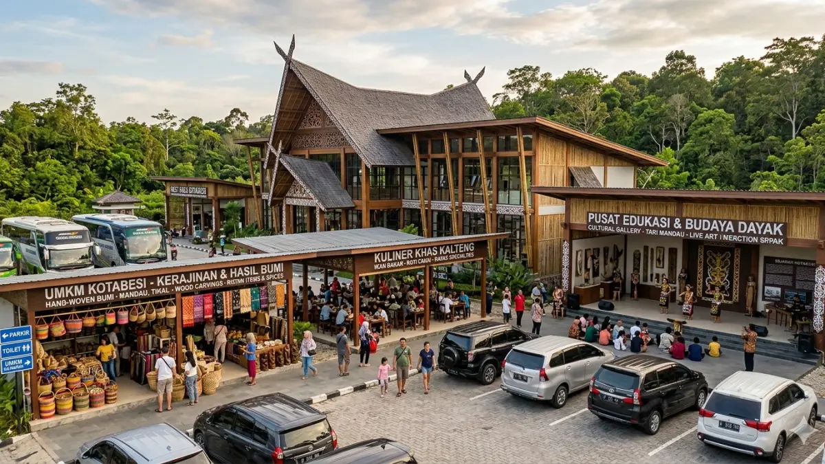 Ilustrasi Kotabesi menjadi rest area yang menyediakan produk lokal, kuliner khas, dan pusat edukasi budaya. (foto: gemini generated picture)  
