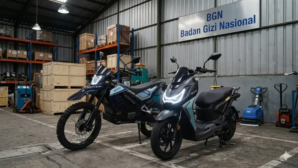 Ilustrasi motor listrik Emmo yang bakal jadi armada Badan Gizi Nasional. (Ilustrasi AI)