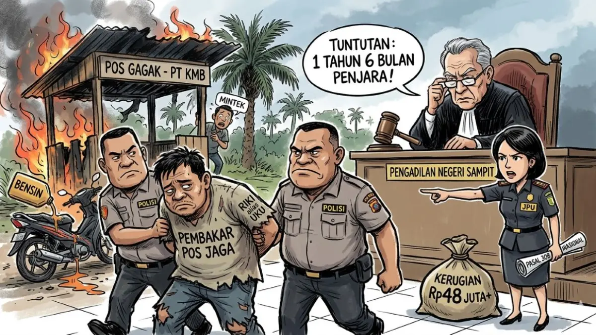 ilustrasi kasus pembakaran pos jaga Perusahaan kelapa sawit/AI