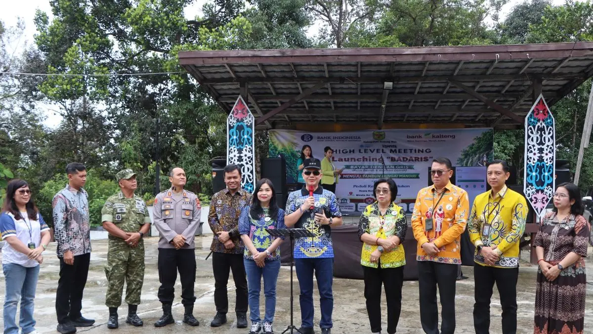 PROGRAM : Suasana kegiatan high level meeting P2DD dan launching Badaris, di kawasan Objek Wisata Air Terjun Batu Mahasur Kuala Kurun, Jumat (12/6/2026). FOTO : DISKOMINFO SANTIK GUMAS/ RADAR SAMPIT