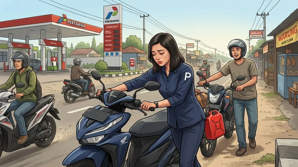 ilustrasi kendaraan mogok kehabisan BBM