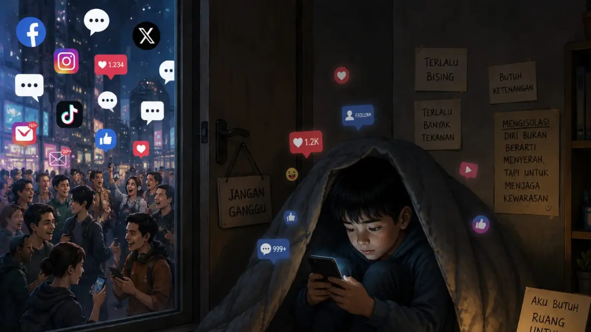 Ilustrasi Isolasi Sosial (AI)