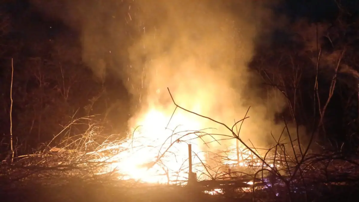 Kebakaran lahan di wilayah Kecamatan Baamang, Senin malam (15/6/2026). (BPBD Kotim/Radar Sampit)&nbsp;