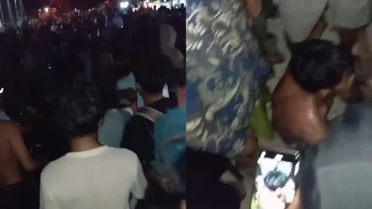  Warga Desa Kubu, Kecamatan Kumai, Kabupaten Kotawaringin Barat berkerumun saat terduga pelaku pencurian BBM diamankan. (Warga/Radar Sampit)