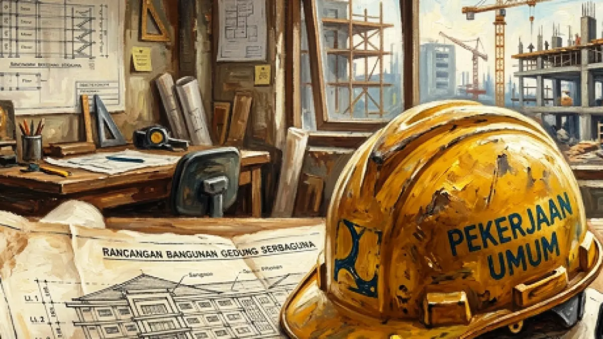Ilustrasi rancangan proyek pembanguna gedung.(AI)