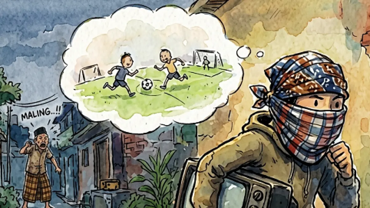 ilustrasi maling tv. (dok.radarsampit/AI)