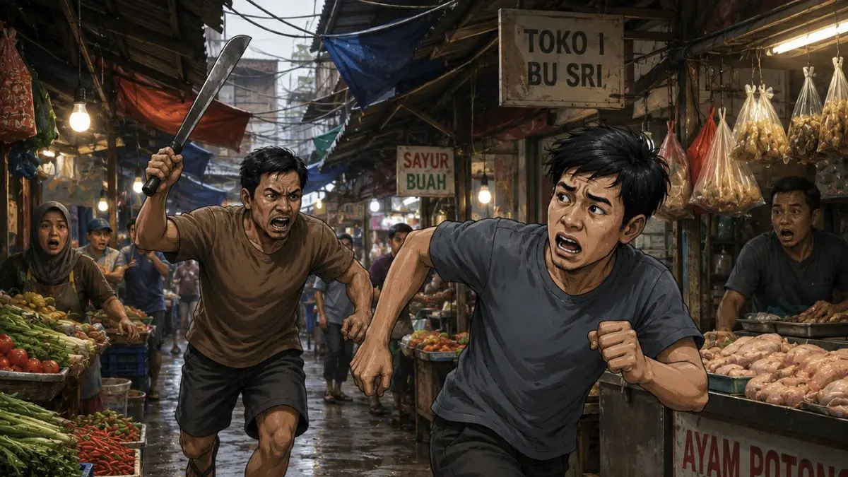 Ilustrasi Pembacokan/AI