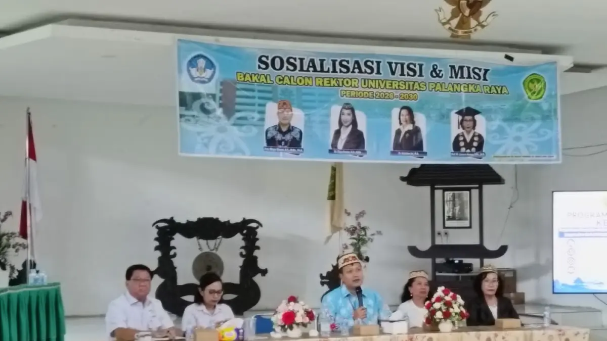 Kegiatan pemaparan visi dan misi calon rektor UPR yang digelar di Fakultas Pertanian, Kehutanan, dan Perikanan (FPKP), Senin (22/6).(dodi/radarsampit)