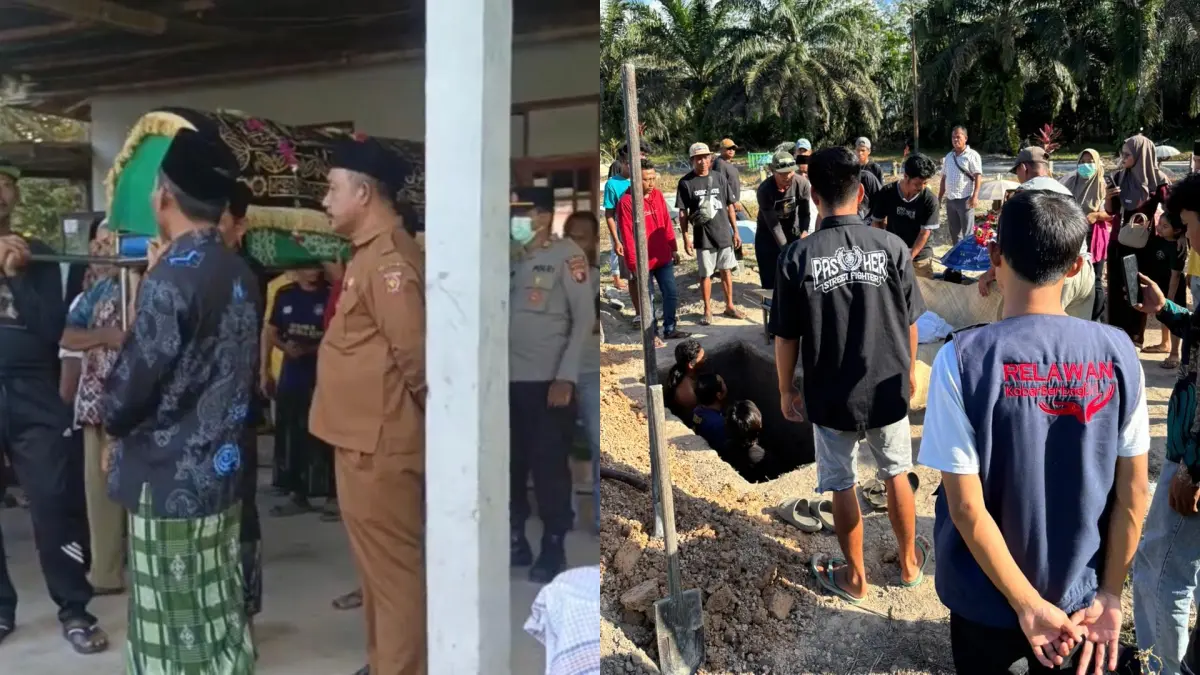 PEMAKAMAN: Prosesi pemakaman Siti Juhairiyah di TPU Desa Karang Mulya, Kecamatan Pangkalan Banteng, Kabupaten Kobar, Kalteng, Senin (22/6/2026) 