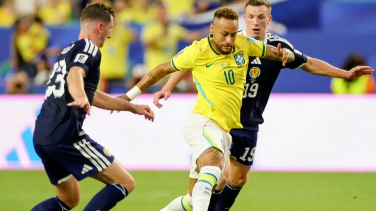 Stiker veteran Brasil, Neymar Jr saat turun dalam laga melawan Skotlandia di laga ketiga grup c Piala Dunia 2026.(net)