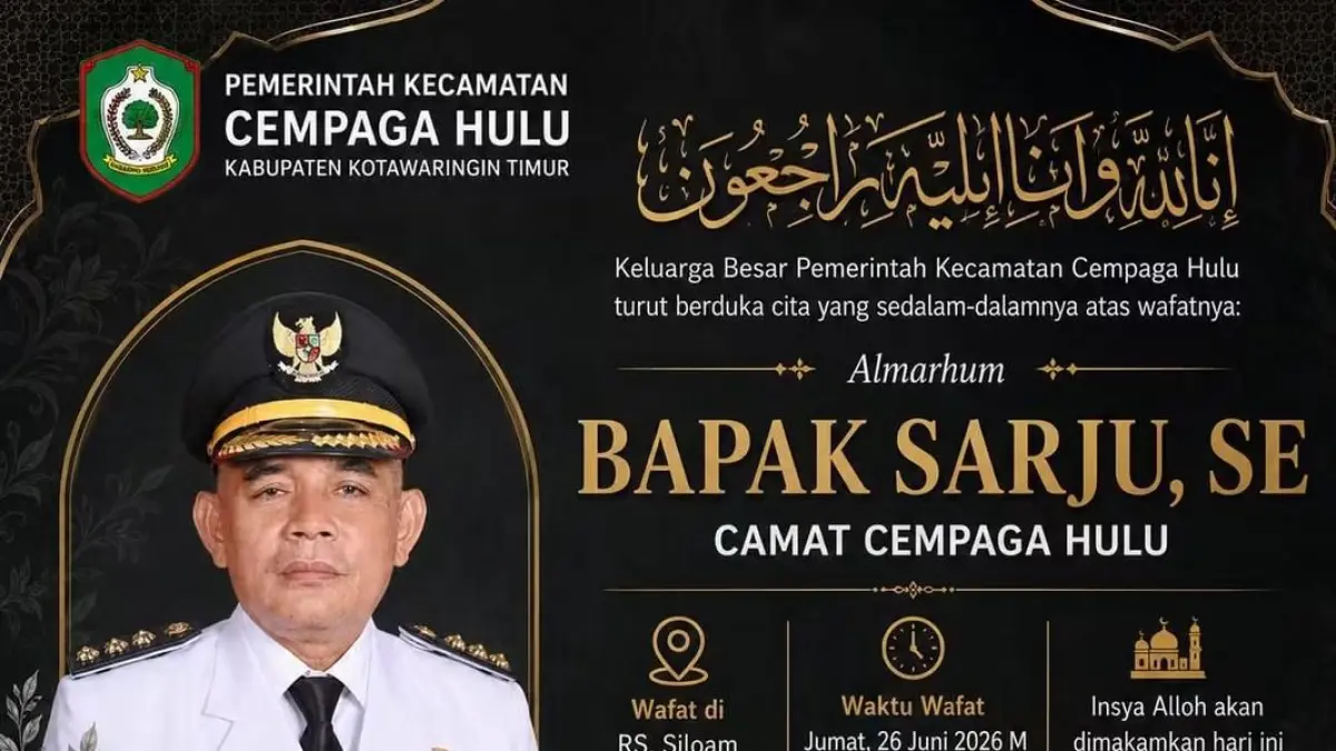 Camat Cempaga Hulu, Sarju wafat pada Jumat (26/6/2026).