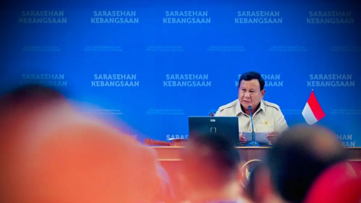 Presiden RI Prabowo Subianto saat menutup Sarasehan Kebangsaan Konvensi Sains, Teknologi, dan Industri Indonesia (KSTI) di Jakarta pada Minggu (28/6/2026).(ist/slretariat presiden/HO.Antara)