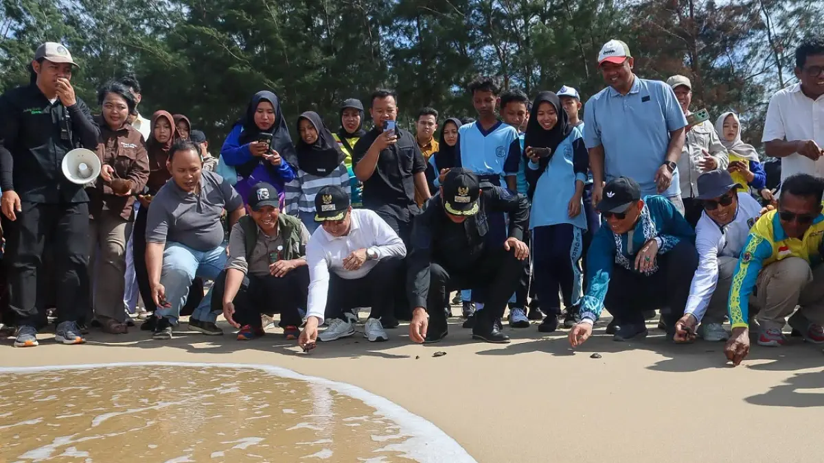 Pemerintah Kabupaten Seruyan meresmikan fasilitas Penetasan Semi Alami (PSA) Telur Penyu di kawasan wisata Pantai Seribu Cemara, Desa Sungai Bakau, Minggu (28/6). (RIFANI/RADAR SAMPIT)&nbsp;
