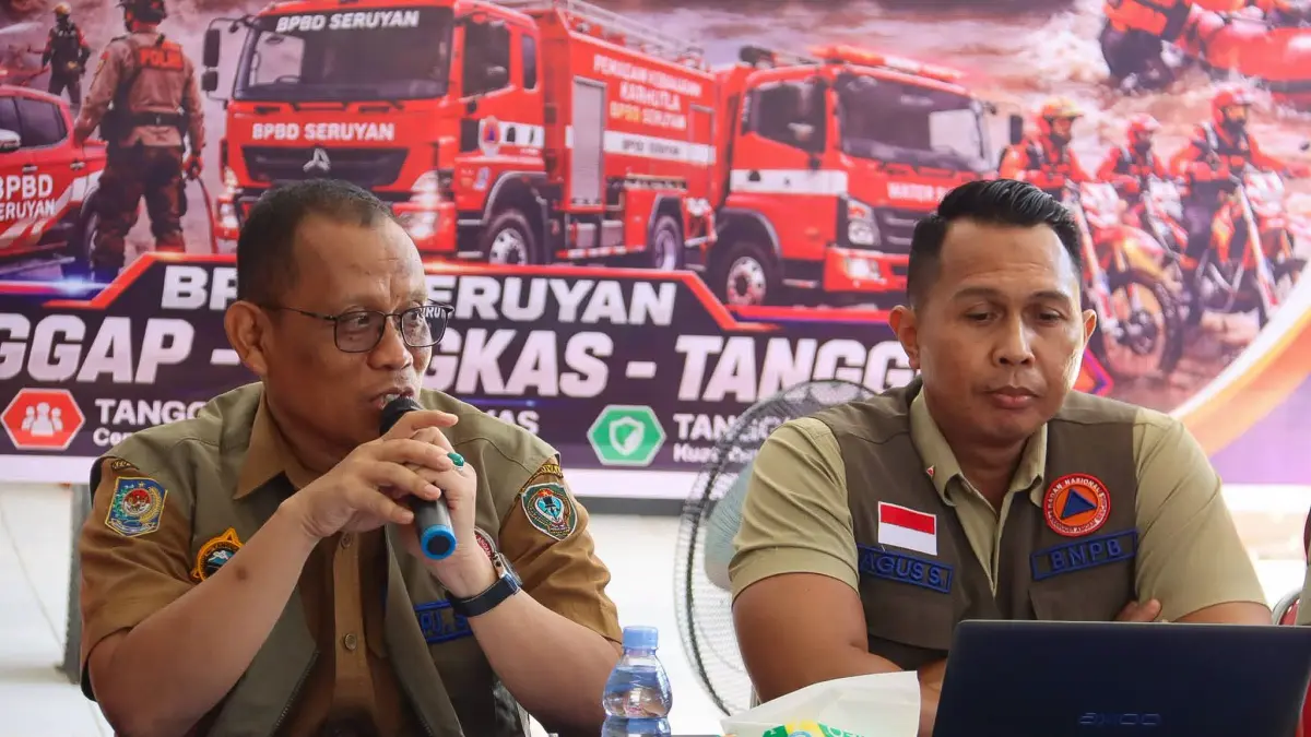 Rapat Koordinasi Persiapan Penanganan Karhutla di Aula Kantor Badan Penanggulangan Bencana Daerah (BPBD) Seruyan, Selasa (30/6). (RIFANI/RADAR SAMPIT) 